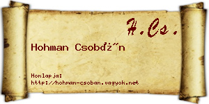 Hohman Csobán névjegykártya